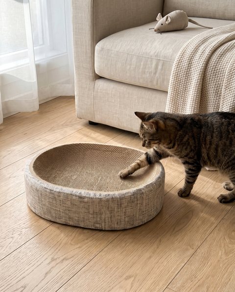 Woven Cat Nest Scratcher, styled by Purli