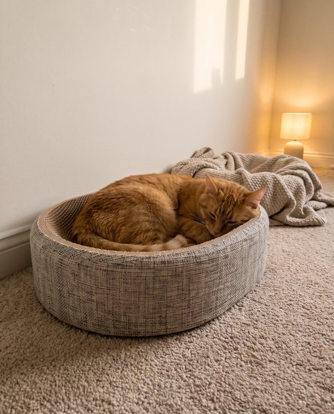 Woven Cat Nest Scratcher, styled by Purli